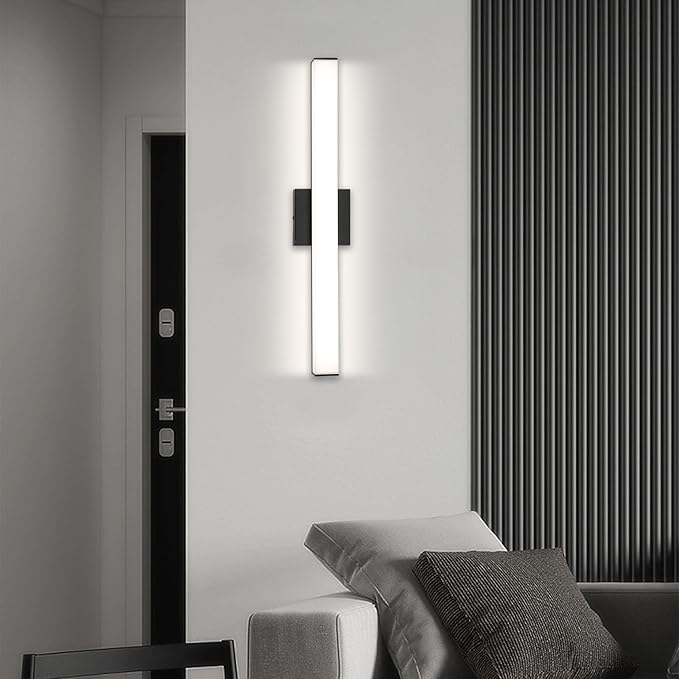 Bathroom Vanity Light Brushed Nickel Square LED 24 inch 14W 4000K Natural White Light Wall Bar Lighting Fixtures Over Mirror (Matte Black, 24inch 4000K Dimmable)