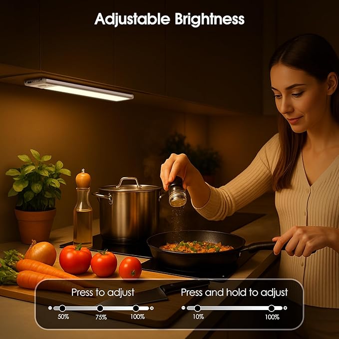 Chasesun 9.6inch Under Cabinet Lights, LED Motion Sensor Closet Light, Wireless USB-C Rechargeable Under Counter Lights 3 Color Temperatures & Adjustable Brightness, Magnetic Mount for Kitchen, 5 Pack