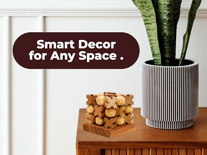 BSIRI 3D Wooden Tic Tac Toe - Rustic Coffee Table Decor, Unique Gifts for Special Occasions, Fun for All Ages in Strategic Game Night, Family Games, and More