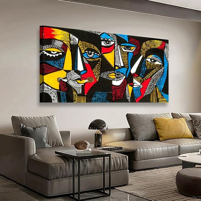 Abstract Human Face Canvas Wall Art for Living room Office Bedroom Special Wall Art Print Paintings Black and white portrait Pictures Boho Wall Decor Artwork Waterproof Ready to Hang - 20in * 40inch