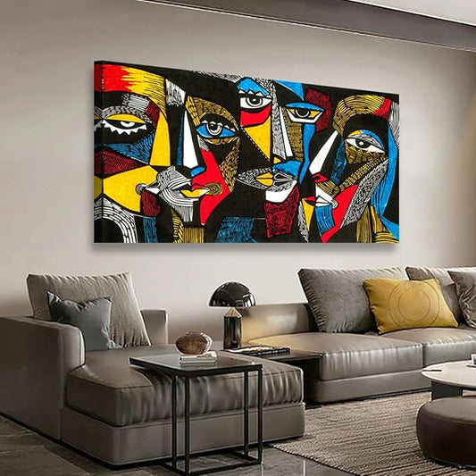 Abstract Human Face Canvas Wall Art for Living room Office Bedroom Special Wall Art Print Paintings Black and white portrait Pictures Boho Wall Decor Artwork Waterproof Ready to Hang - 20in * 40inch