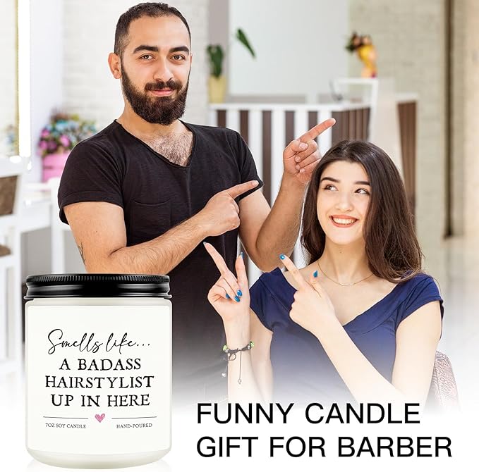 Hair Stylist Gifts, Hairdresser Gifts for Women Men, Cosmetology Graduation Present - Hair Salon Decor, Thank You Present for Hairstylist, Birthday Christmas Gift for HairDresser, Funny Scented Candle