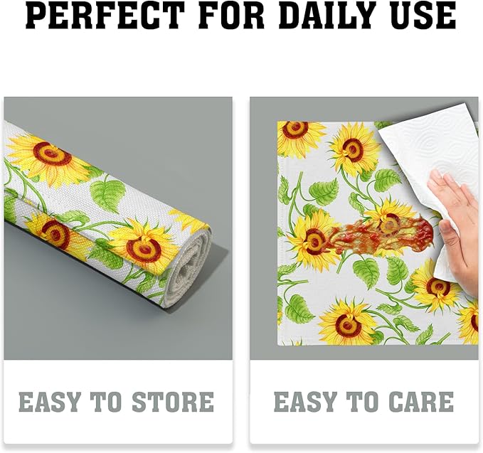 Sunflower Placemats 12×18 Inches Set of 4 Spring Summer Floral Seasonal Indoor Kitchen Dining Table Place Mats for Home Party Decoration