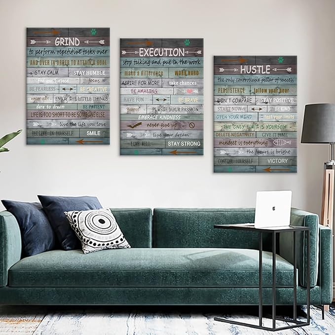 Inspirational Canvas Wall Art Poster Print Home Decor Motivational Entrepreneur Quotes Picture Painting Positive Theme Wall Artwork for Living Room Gym Office School Stretched and Framed [60''Wx28''H]