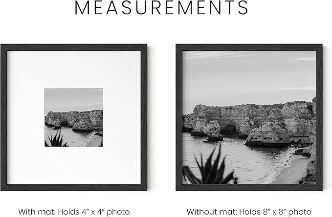 HAUS AND HUES Set of 25 8x8 Picture Frame - 8x8 Frame Square Picture Frames Black Frames for Gallery Wall, 8 x 8 Frame Wood Picture Frames with Mat, Square Frames 8 by 8 Frame (Black Frame)