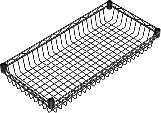 6 Shelves Storage Shelf Wire Closet Bathroom Organizers Metal Pantry Kitchen Garage Shelving Unit Laundry Room Organization Home Rack Net Basket Black with Wheels 30" Dx14 Wx65 H