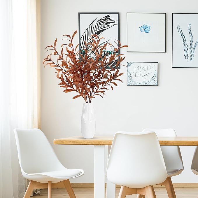 Sggvecsy 33’’ 4Pcs Fall Artificial Olive Branches Autumn Long Stems Faux Twig Plants Fake Eucalyptus Leaves for Thanksgiving Autumn Harvest Home Office Wedding Table Centerpiece Vase Filler Decoration