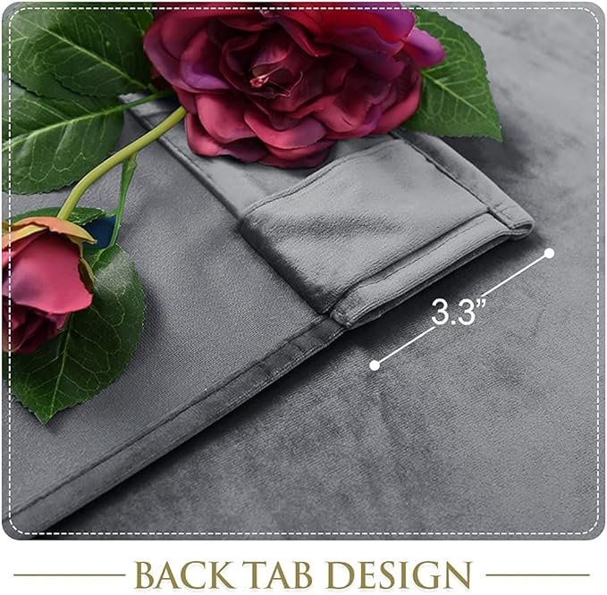 StangH Light Grey Velvet Curtains - Elegant Bedroom Decorative Window Treatments Room Darkening Thermal Insulated Door Curtains for Balcony/Dining Room, Silver Grey, W52 x L84, 2 Panels