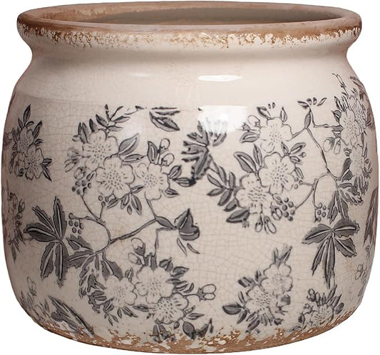 Ceramic Planters for Indoor Plants, Plant Pots with Drainage Hole, 6.29in. Flower Pots for Indoor Plants, Vintage Planters & Succulent Pots, Crackle Glaze Finish Plant Pots, Rustic Grey