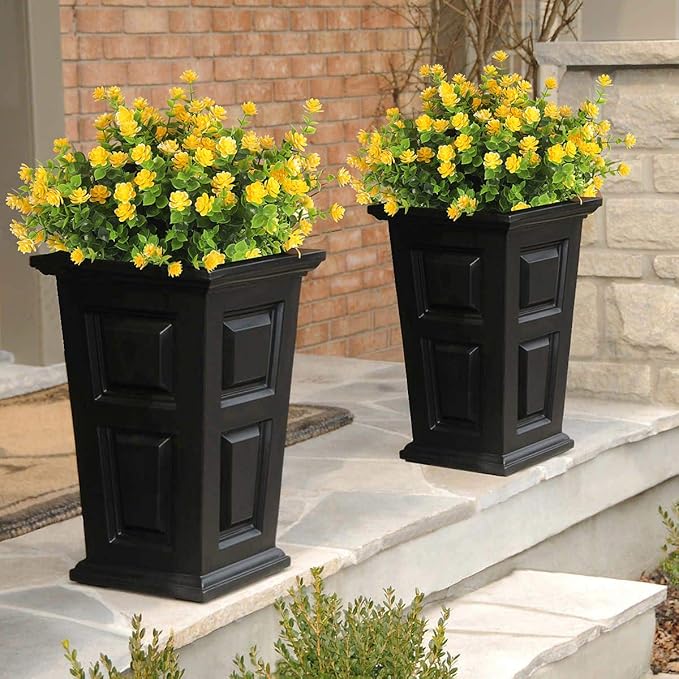 RECUTMS 8 Branches Artificial Flowers Faux Plants, Lifelike UV Resistant Fake Eucalyptus Plants for Garden, Patio Yard, Wedding, Office and Farmhouse Indoor Outdoor Decor (Yellow)