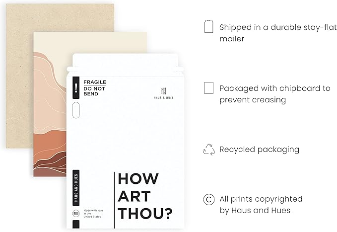 HAUS AND HUES Mountain Wall Art - Framed Boho Art, Abstract Prints, Minimalist Wall Art, Boho Framed Art Prints for Wall, Terracotta Wall Decor (Unframed, 12x16)