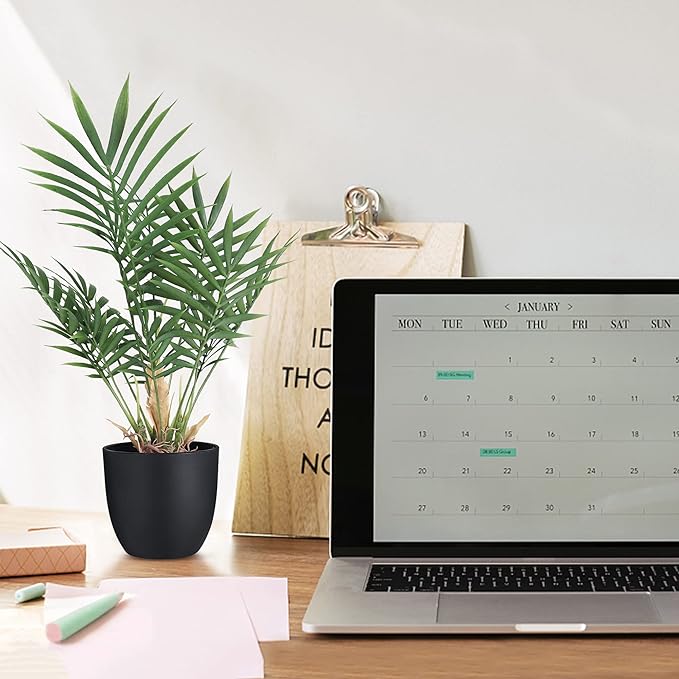 2 Pack Fake Plant with Pot 16" Desk Plant Artificial Potted Faux Plants for Office Desk Shelf Home Farmhouse Decor (Bamboo Leaf)