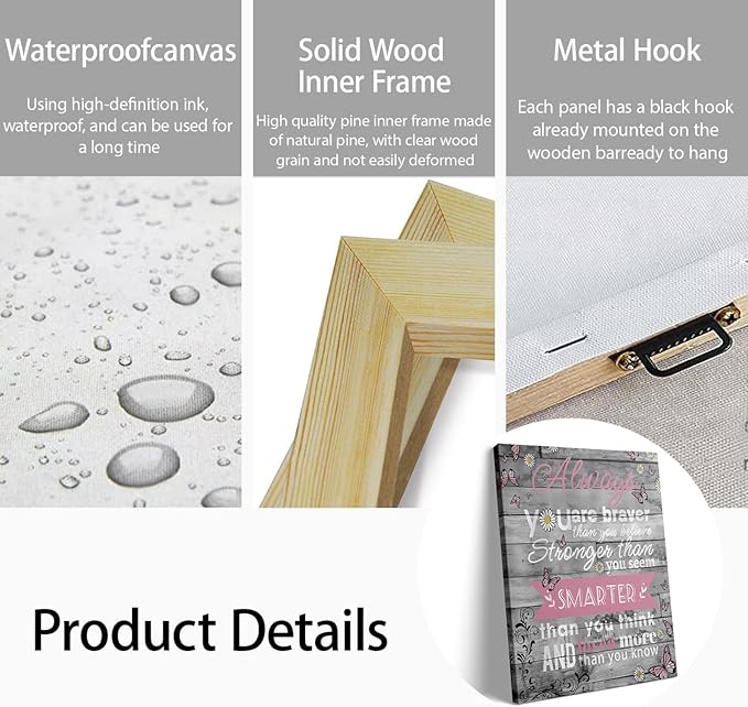 Inspirational Quotes Canvas Wall Art 12 x 16 Inch, Rustic Positive Wall Art Decor for Home Office Bathroom Bedroom Gym, Motivational Quotes