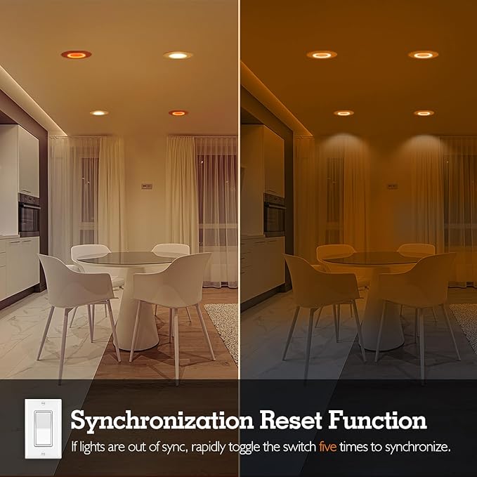 Soliseed 5/6 Inch LED Can Lights with Night Light,3000K Retrofit Recessed Lighting,12W=60W,800LM,Dimmable LED Replacement,Easy Retrofit Downlight Install,E26, Bevle Trim,6 Pack