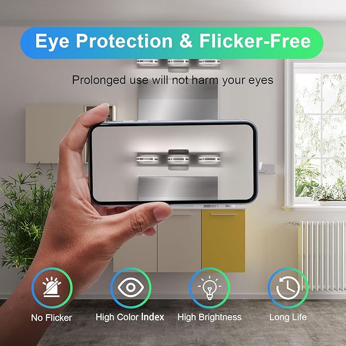 Modern LED 3 Lights Vanity Light for Bathroom Modern Vanity Light Fixture Wall Sconce 19 Inch Natural White Light (Black)