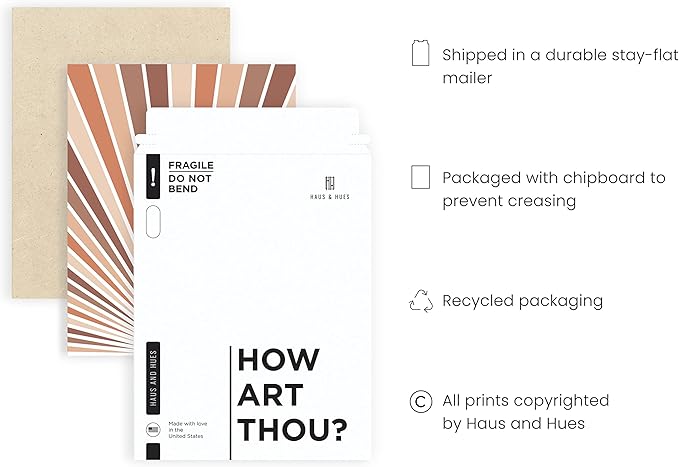 HAUS AND HUES Boho Art Prints Sun Wall Decor - Sun Art Print Boho Posters and Prints Wall Decor Rainbow Colored Sunshine Wall Art (Unframed, 12x16)