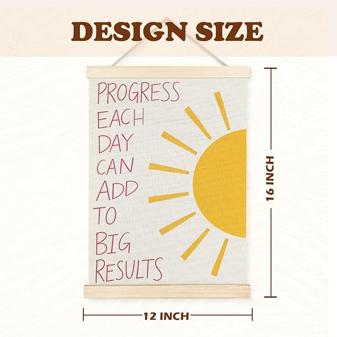 Supwhd Nursery Positive Affirmations Wall Decor, Inspirational Add Up to Big Results Office Wall Art, Motivational Quotes Wall Art for Office Classroom Home, 12x16