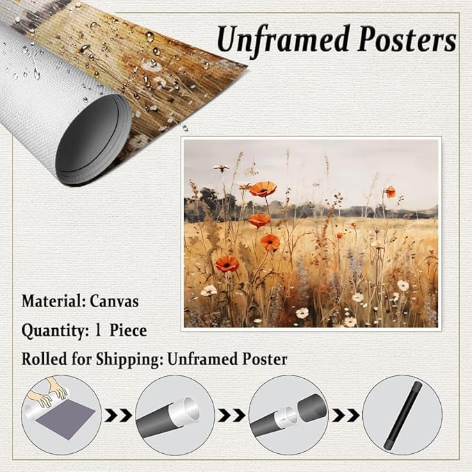 Fall Wildflowers Wall Art Autumn Flowers Wall Decor Wildflower Canvas Print posters Autumn Aesthetic Decor 11x14"Unframed