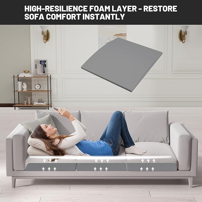 Couch Cushion Support for Sagging Seat - 20" x 20" High-Density Curved Foam Sofa Cushion Support Board, Couch Supporter for Under The Cushions, Grey Set of 1