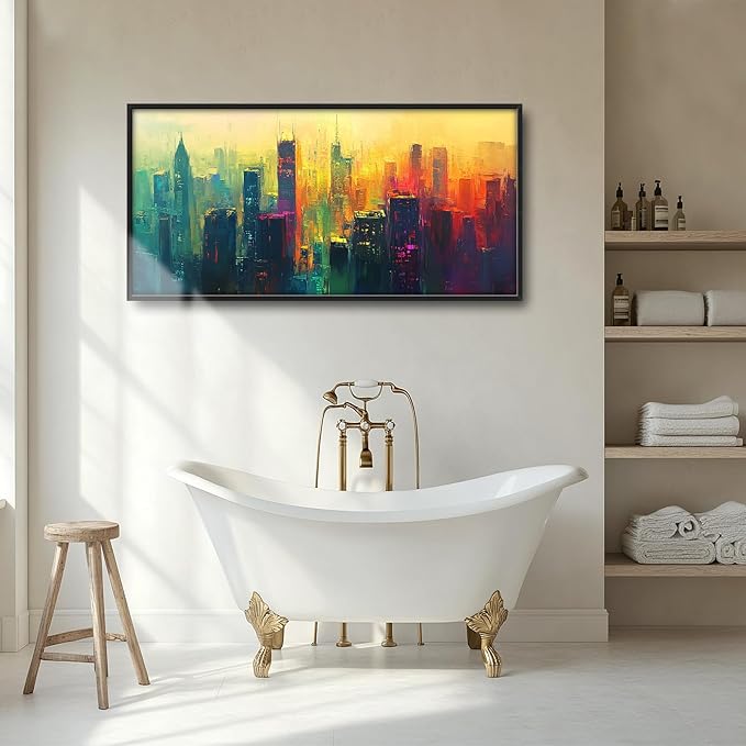 Framed Large Wall Art for Living Room, New York City Canvas Wall Decor, Large Cityscape Picture Framed Painting, Modern Artwork for Bedroom Office 60L'' × 30W''