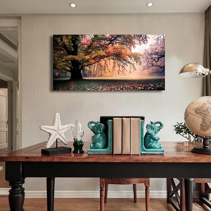 Tree of Life Wall Art Canvas Prints Natural Scenery Picture Home Decor Colorful Forest Paintings for Living Room Bathroom Bedroom Kitchen Decorations 20x40 Wooden Frames Landscape Artwork