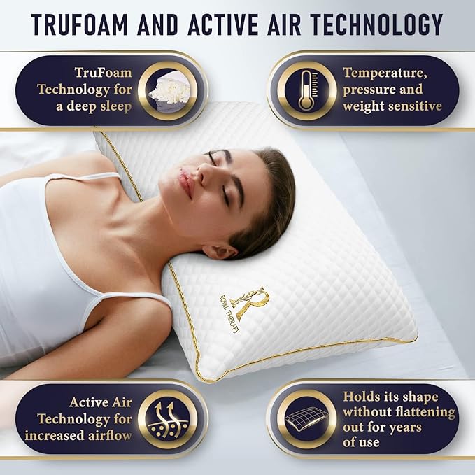 Royal Therapy 4-Pack Queen Memory Foam Pillow, Adjustable Shredded Pillow for Neck & Shoulder Pain Relief, Support for Back, Stomach, Side Sleepers