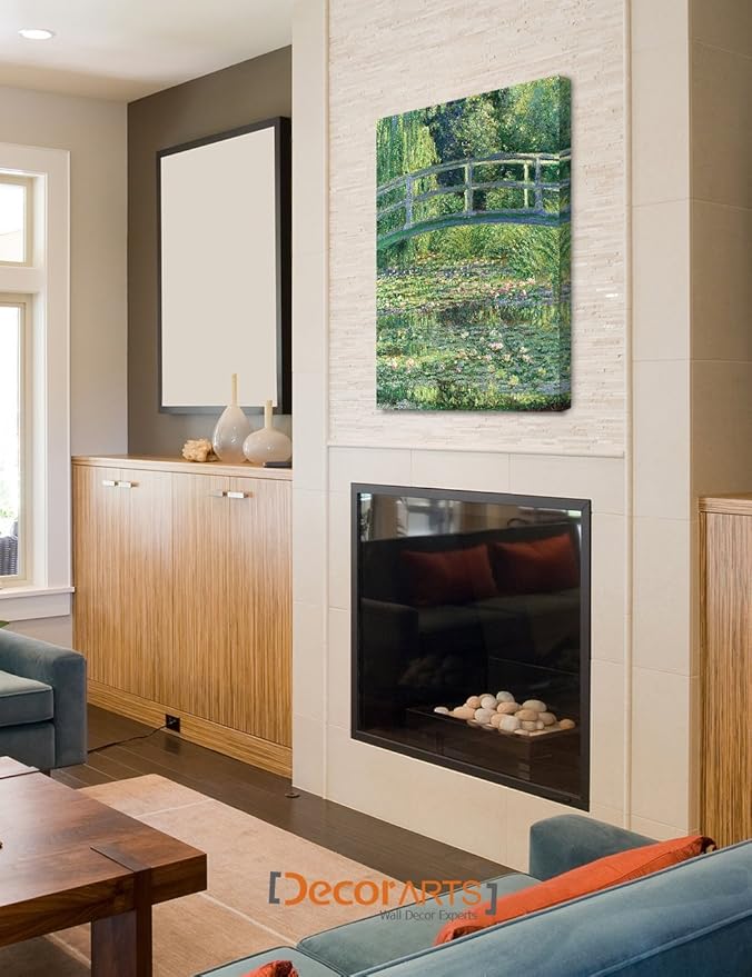 DECORARTS - The Japanese Bridge (The Water-Lily Pond), Claude Monet Art Reproduction. Giclee Canvas Prints Wall Art for Home Decor 30x24