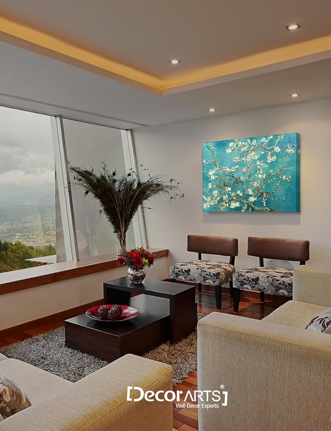 DECORARTS - Almond Blossom Tree - Vincent Van Gogh Art Reproduction. Giclee Canvas Prints Wall Art for Home Decor 30x24