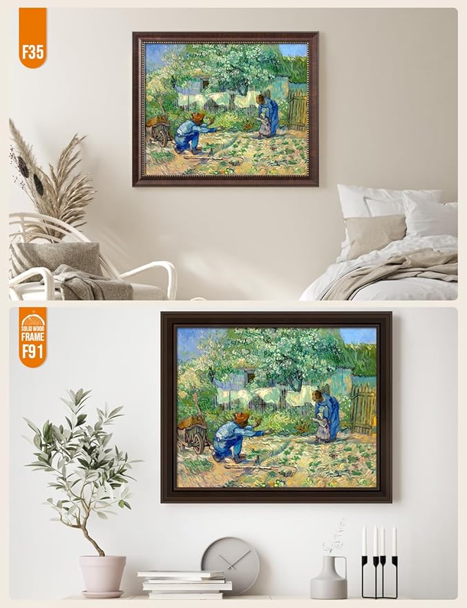 DECORARTS - First Steps - Vincent Van Gogh Giclee Prints w/Antique Brown Frame for Wall Decor. Picture Size: 20x16, Total Size w/Frame: 23x19