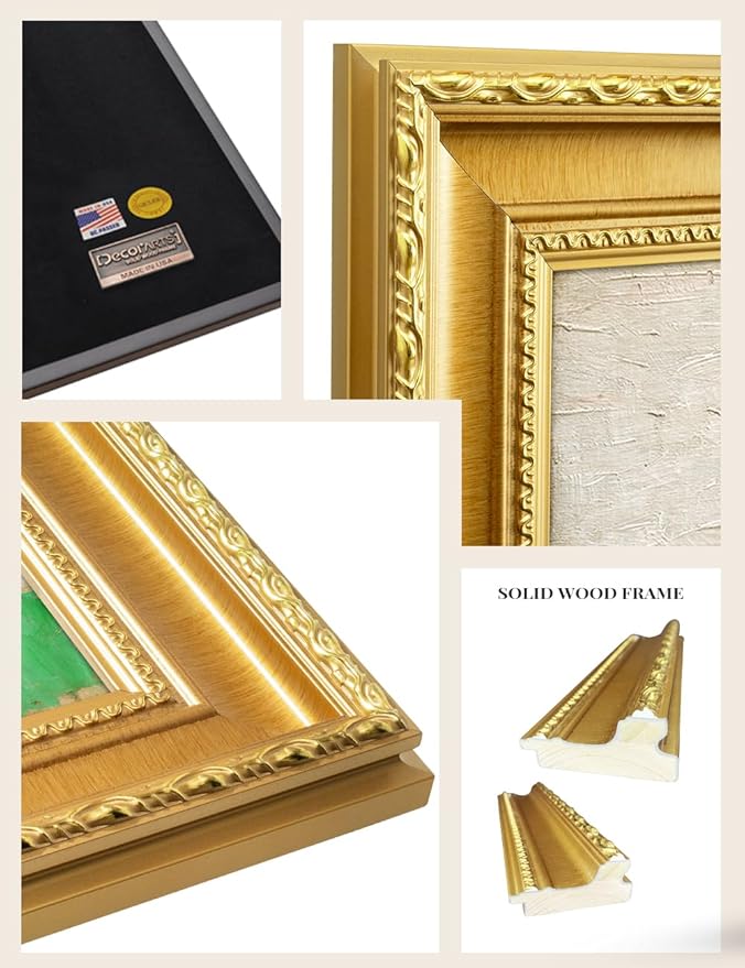 DECORARTS - Vase with Irises, 1889 by Vincent Van Gogh. Giclee Print on Acid-Free Canvas in Gold Solid Wood Frame. Picture Size: 20x16, Total Size: 24.75x20.75, Made in USA