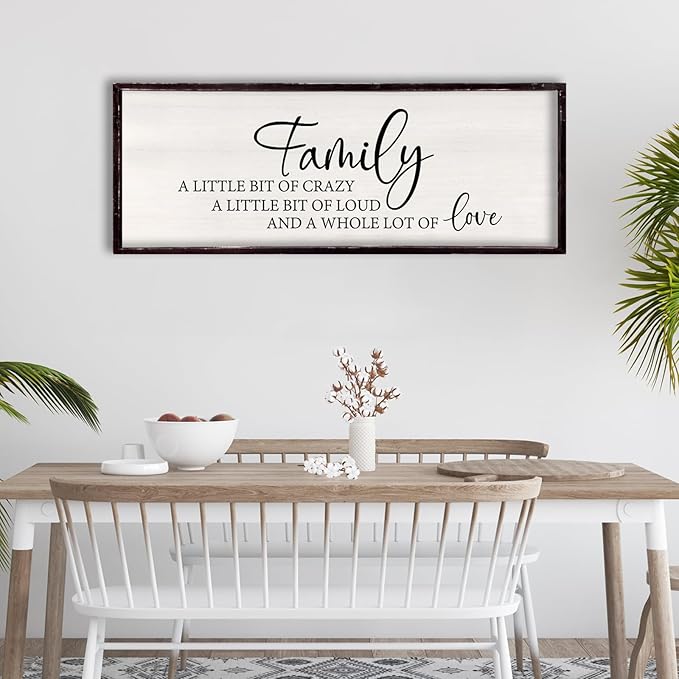 Foutcheou Family A Little Bit Of Crazy Wall Decor Sign 32"×12" Large Family Signs for Living Room Hanging Wall Art (Black)