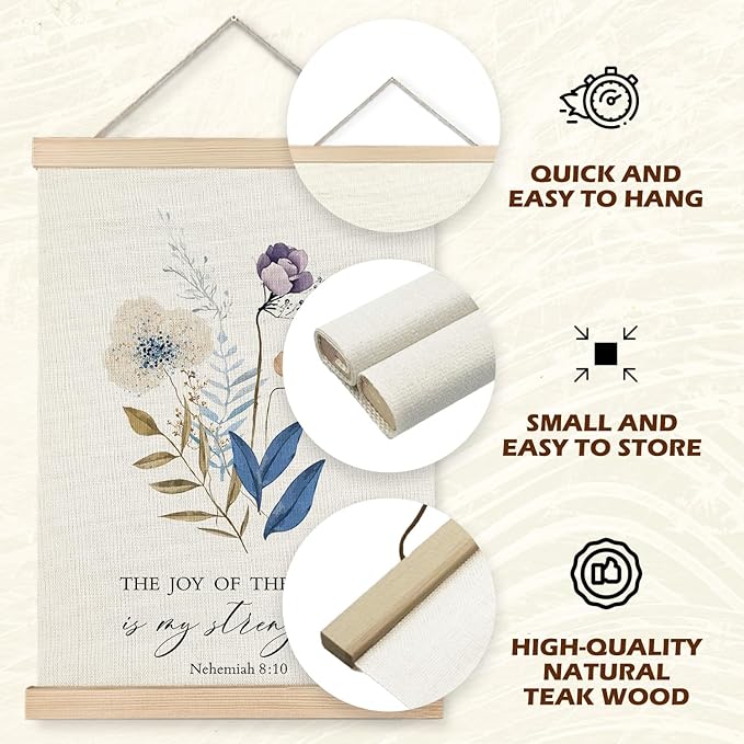 Supwhd Christian Wall Decor, the Joy of the Lord is My Strength Bible Verses Wall Decor, Scripture Wall Art for Bedroom Living Room Office 12x16