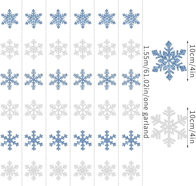 Snowflake-Snow Blue-Silver Christmas Party-Decorations Garland - 6pcs Winter Wonderland Girl Frozen Birthday Hanging Decoration Streamers Banner, Snow White New Year Supplies Holiday Decor Panduola