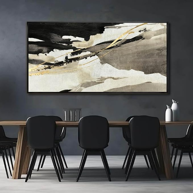 Gold Wall Decor Black Wall Art Abstract Wall Art for Living Room Framed Artwork for Office Modern Pictures for Wall 20”x40”
