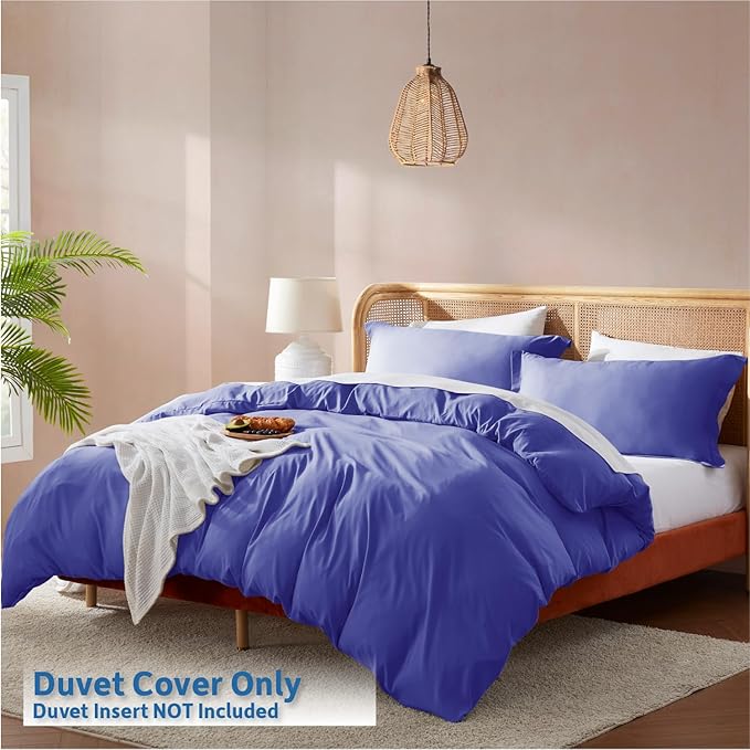 Nestl Royal Blue Duvet Cover King Size - Soft Double Brushed King Duvet Cover Set, 3 Piece, with Button Closure, 1 Duvet Cover 104x90 inches and 2 Pillow Shams