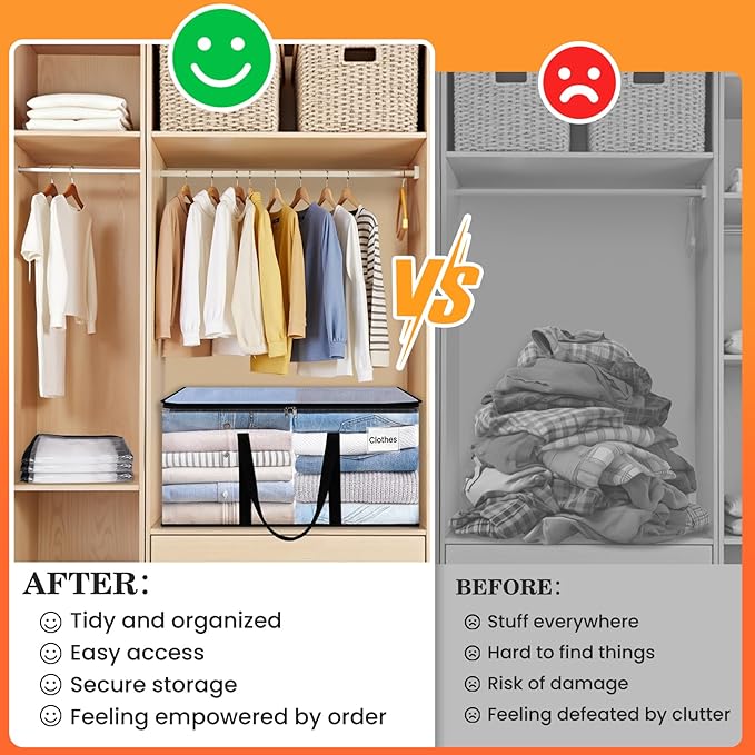 Extra Large Heavy Duty Moving Bags, Storage Bags with Strong Zippers & Handles, Packing Bags for Moving Essentials, Ideal Storage Tote for Home, Dorm & Storage Solutions, 93L, 6 Packs, Clear