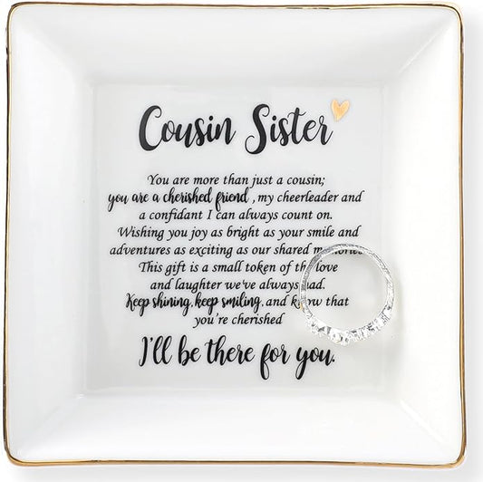 HOME SMILE Ceramic Ring Dish Jewelry Tray for Mom Sister Friends