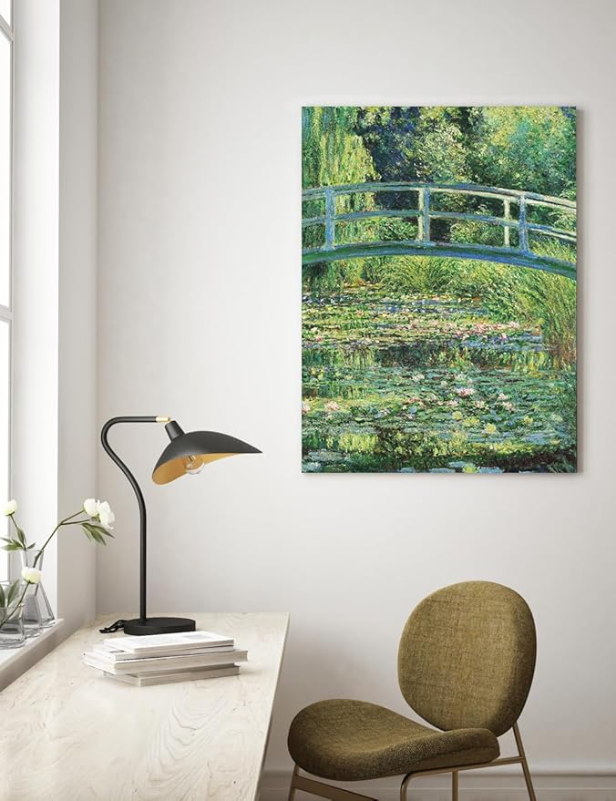 DECORARTS - The Japanese Bridge (Water-Lily Pond) by Claude Monet, Museum-Quality Giclee Canvas Print, Wall Art Reproduction, 30" W x 40" H, Made in USA