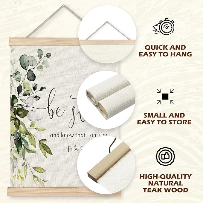 Supwhd Christian Wall Decor for Bedroom Living Room Office, Be Still and Know That I am God PSALM 46 Christian Wall Art Framed, 12x16