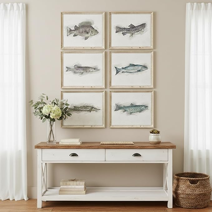 Fish Sketches Wall Art Prints (Set of 6) - 11x14s | Beautifully Detailed Aquatic Artwork for Home or Office Decor | Living Room Decor | Modern Wall Art | Kids' Room Decor | Bedroom Decor