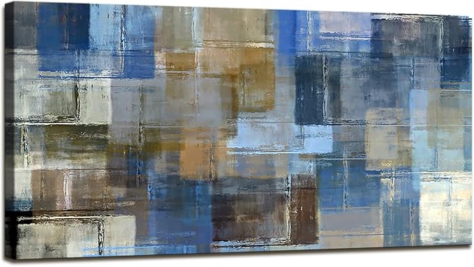 DZL Art A74875 Large Abstract Wall Art Grey and Blue Canvas Prints Painting Framed wall art Canvas Wall Art for living Room Bedroom and Office Home Decor Artwork