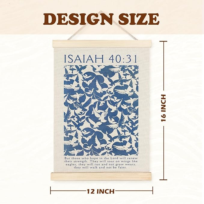 Supwhd Isaiah 40:31 Eagles Christian Wall Art with Wooden Poster Hanger, God is Good Bible Verses Posters Wall Art Decor, Christian Wall Decor for Home Room, 12x16