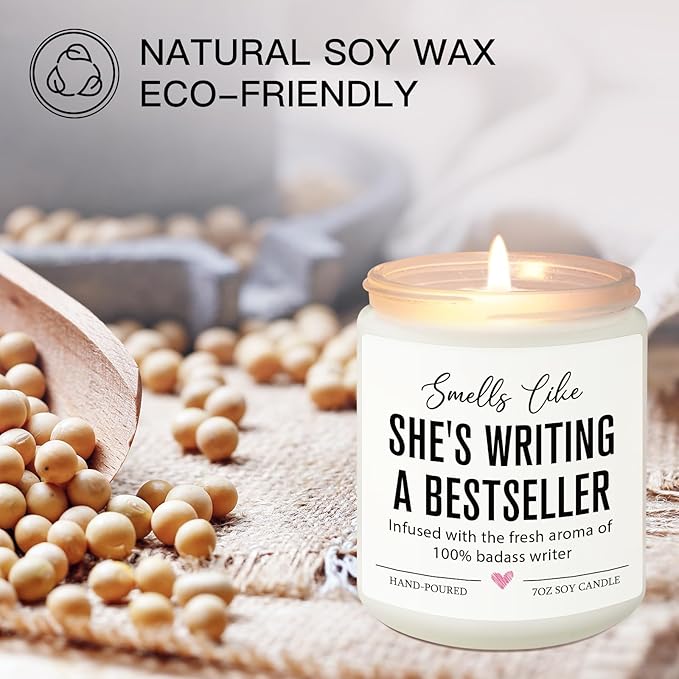 Writer Candle, Writing Writer Gifts for Women, Female, Creative Future Author Gifts for Writers, Cool Presents for Book Novelist Screenwriter, Aspiring Literature Presents for Author Poet