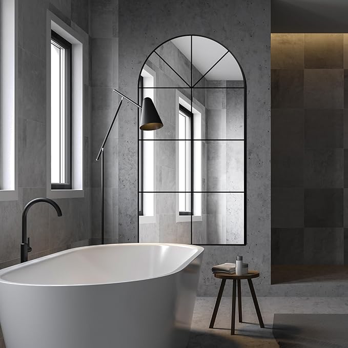 Wall Mirror,Full Length Floor, Window Pane for Living Room Decor, Decorative Wall Art, Large Wall for Bedroom, Hallway, Living Room Arch-27"X55"