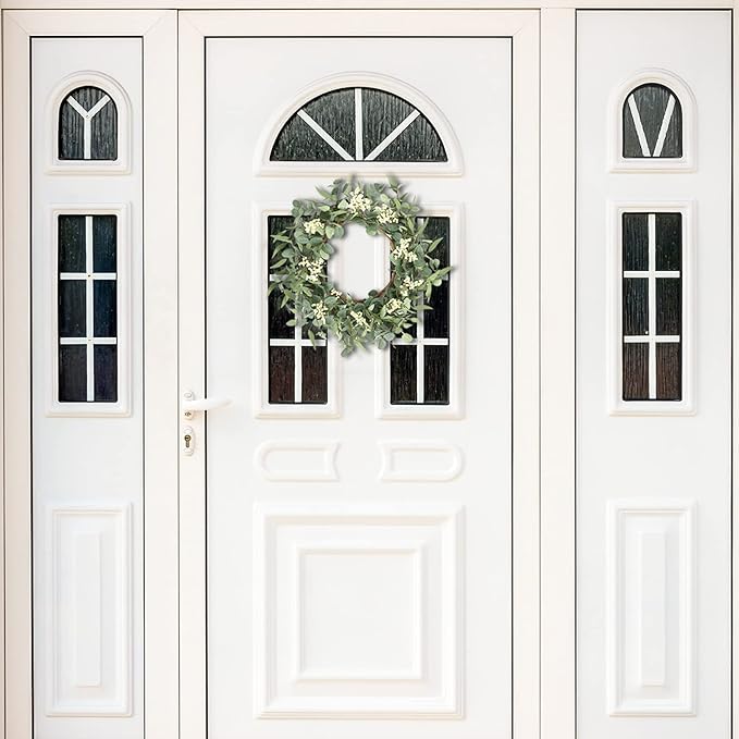 Pinkpum 22'' Eucalyptus Wreath for Front Door, Porch, Window - Green Decor for Home, Farmhouse - Spring, Summer, Fall, All Seasons