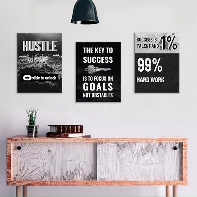 Inspirational Canvas Wall Art Framed Motivational Quotes Modern Home Decor 3 Pieces Posters Print Inspiring Painting Artwork for Bedroom Bathroom Wall Decoration Stretched and Framed [36''W x 16''H]