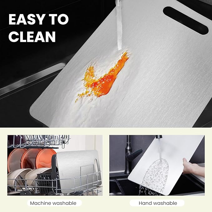 New Titanium Cutting Board - 100% Pure Titanium Cutting Boards For Kitchen,Easy to clean, Double-sided food-grade Cutting Board For Cutting Meats, Fruits And Vegetables（18 * 12）