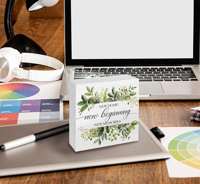 House Warming Gifts, New Home Signs for Home Decor, New House Gifts for Couple, Housewarming Desk Decorations 5x5 in