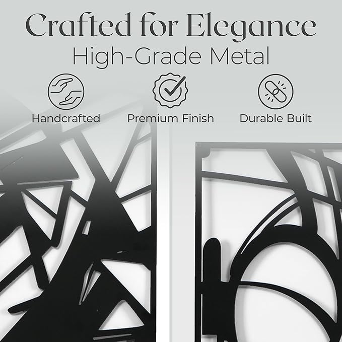 OUR NEST Pack of 4 Black Abstract Metal Wall Art – Minimalist Matte Finish 3D Line Art Wall Decor for Living Room, Bedroom, Bathroom, or Study (16" x 11")