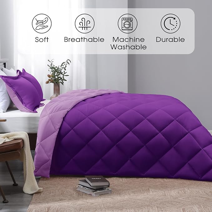 Basic Beyond California King Comforter Set, Purple/Lilac Comforter Set Cali King for All Seasons, 1 Comforter 104"x96" and 2 Pillow Shams 20"x36"+2"